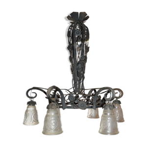 Lustre en fer forgé - fleurs style
