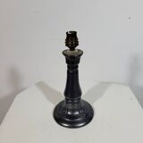 Vintage lamp base in iridescent black ceramic circa 1950