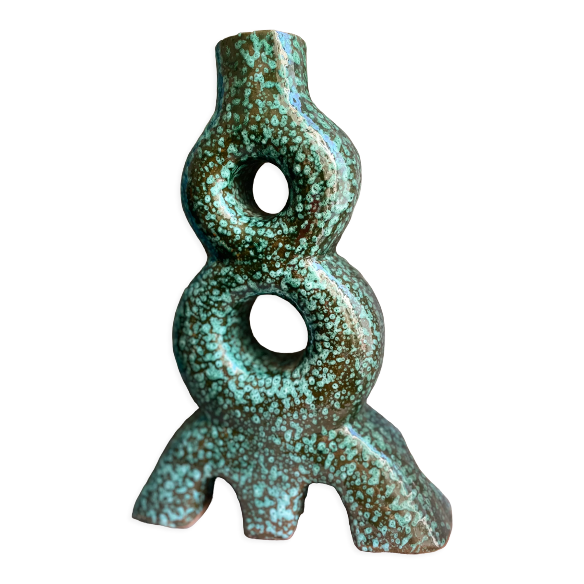 Handmade vase in light green terracotta