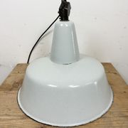 Suspension industrielle en émail gris d’usine de Zaos, années 1960