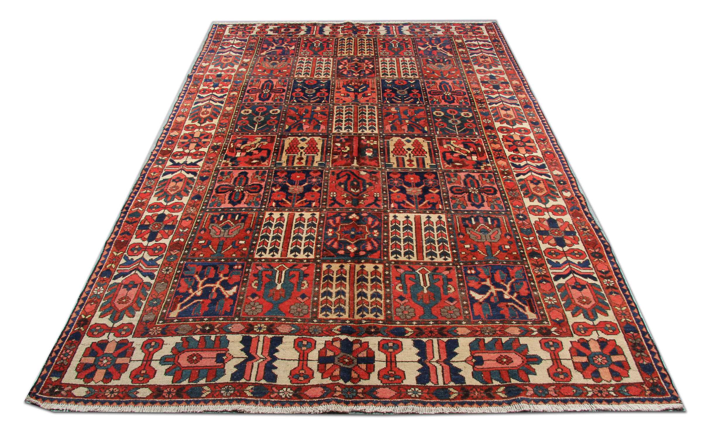Hand made traditional persian area rug fine red wool carpet 210x279cm