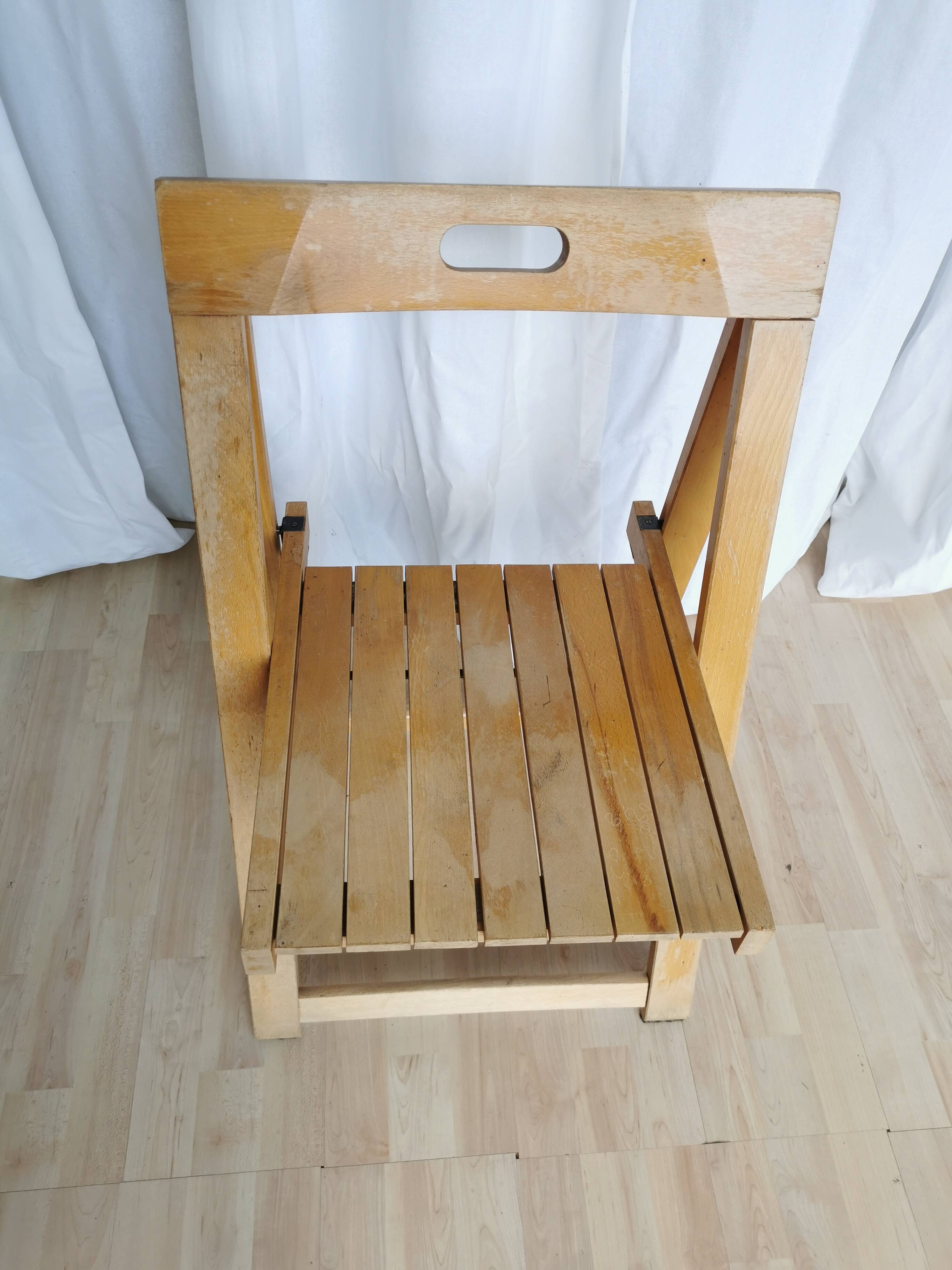 Vintage Trieste Folding Wooden Chair by Aldo Jacober, 1970s