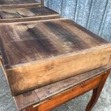 Antique solid cherry farmhouse table with 3 drawers and 2 pulls