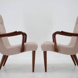 1960s pair of restored danish armchairs in boucle
