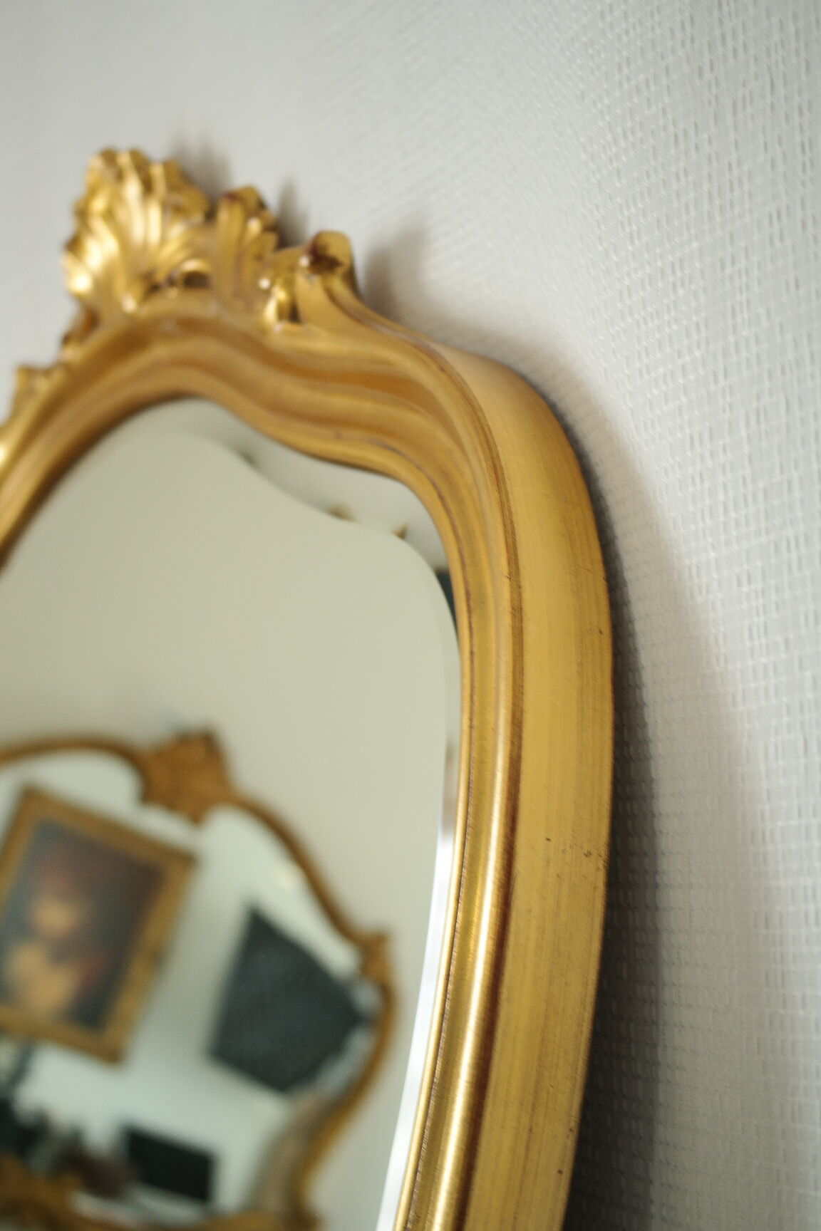 Bevelled gold mirror in Rococo style by Deknudt, Belgium, vintage.