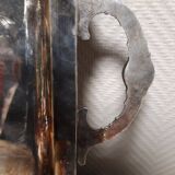 Silver-plated service tray with handles, neoclassical decoration.