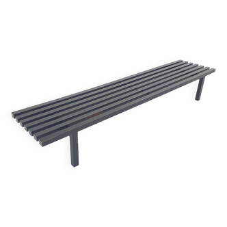 Black wooden slat bench by Wim Wilson and Gijs Bakker for Castelijn, The Netherlands 1970's