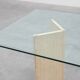 Mid‑Century Italian Dining Table with Glass Top and Travertine Base, 1970s