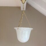 Suspension vasque en verre de Clichy blanc style art déco