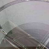 1970s Italian chrome tubular coffee table with smoked glass, round