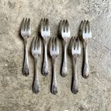 7 silver metal dessert forks