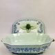 Gien, vegetable dish, soup tureen and its lid in fine earthenware, Rouen decoration.