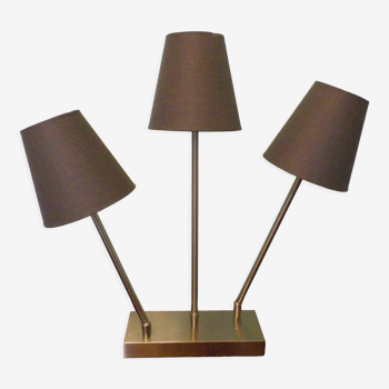 Lampe "Trio" à poser, métal chromé, abat jours à supports inclinables