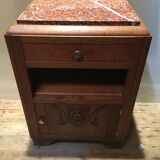 Bedside solid oak and brown marble