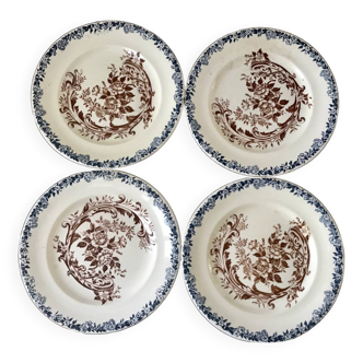 Set of 4 flat plates in Terre de Fer, Rocaille model, 19th century