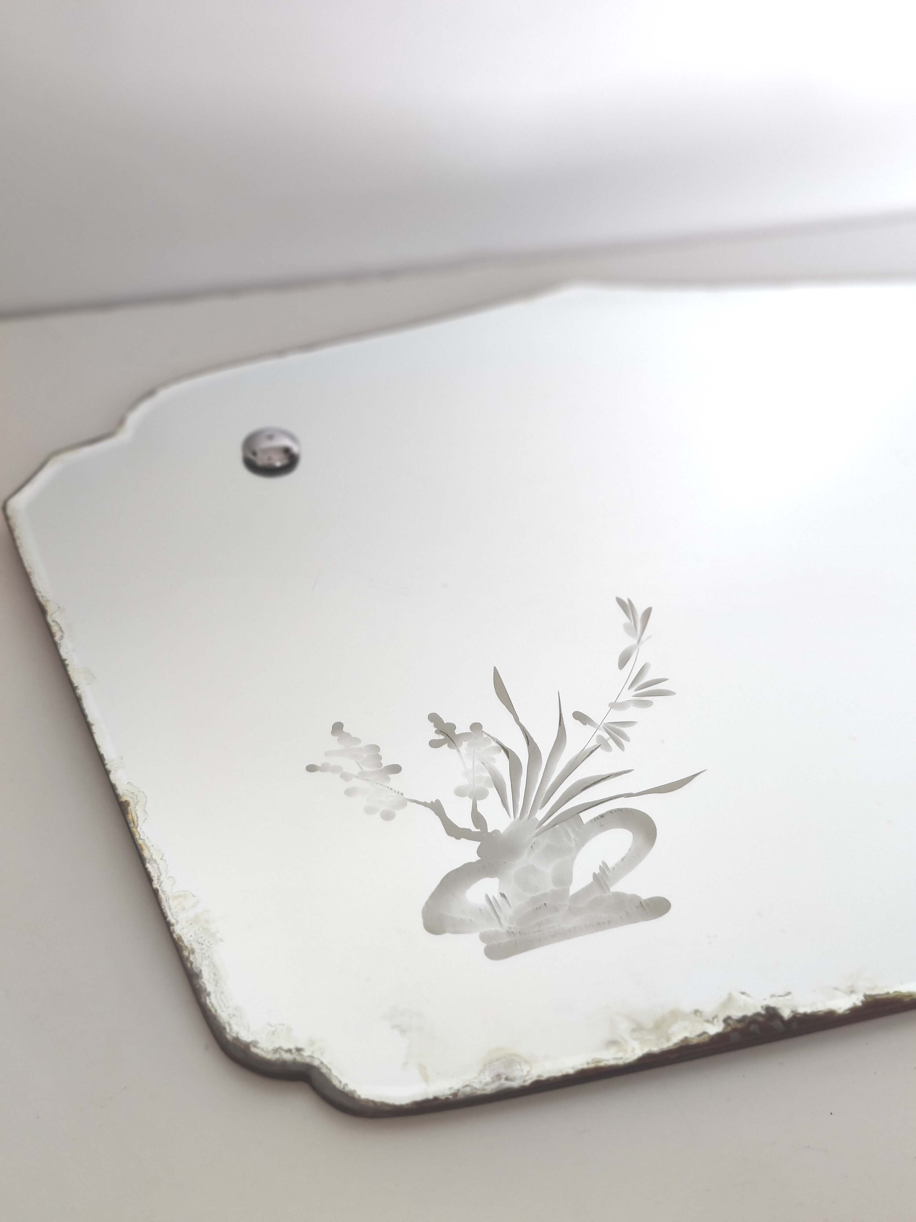 Mirror beveled old decoration flowers 34x25cm