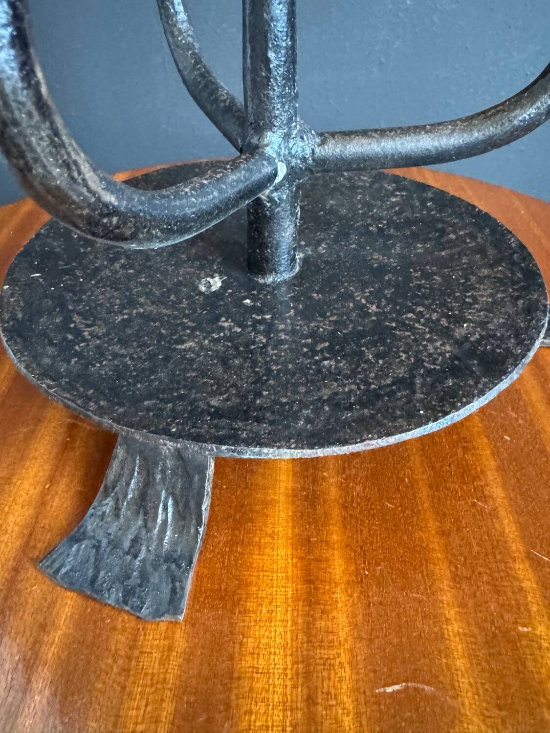 Brutalist wrought iron candlestick holder