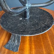 Brutalist wrought iron candlestick holder