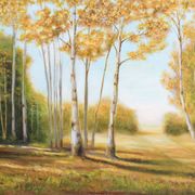 Cuadro con paisaje de álamos pintado al oleo sobre lienzo. Oil painting