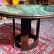 Vintage green sea marble and rosewood table from the 1970s.