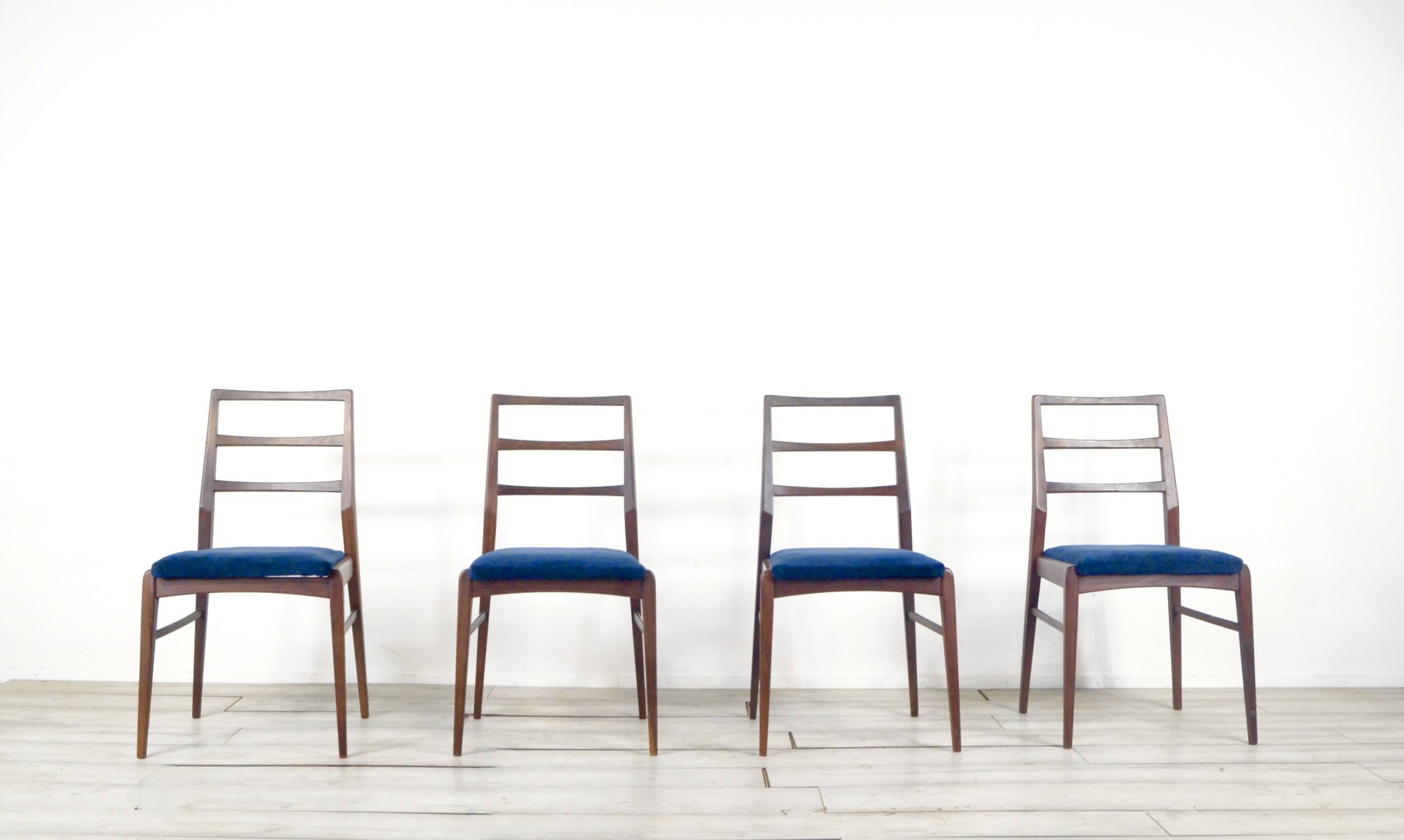 Ensemble de 4 chaises vintage Richard Hornby pour Heals Fyne Ladye en afromosia.
