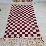 Handmade dark red wool Berber rug 150 x 100 CM