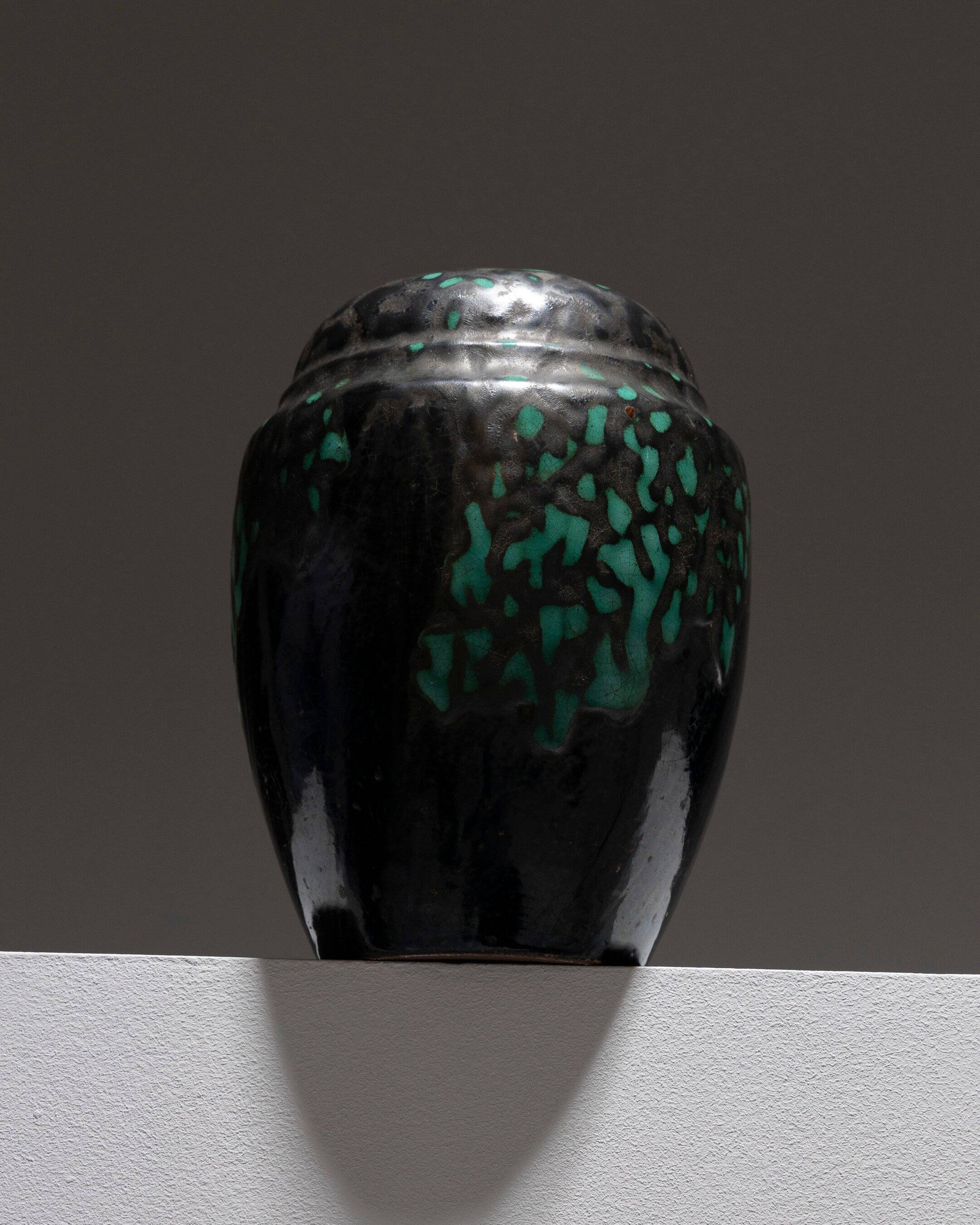 Vase art déco en poterie émaillée, cab primavera, 1930s