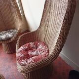 Rattan garden furniture set consisting of 3 armchairs and matching table