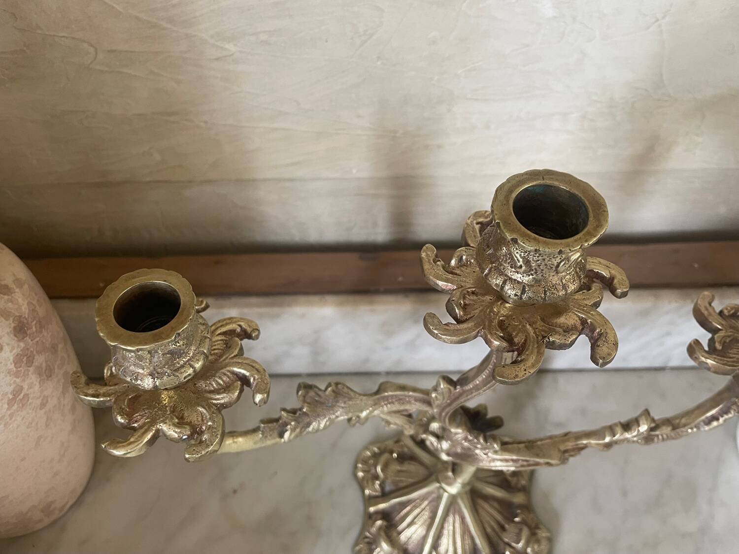 Old gilded bronze candlestick