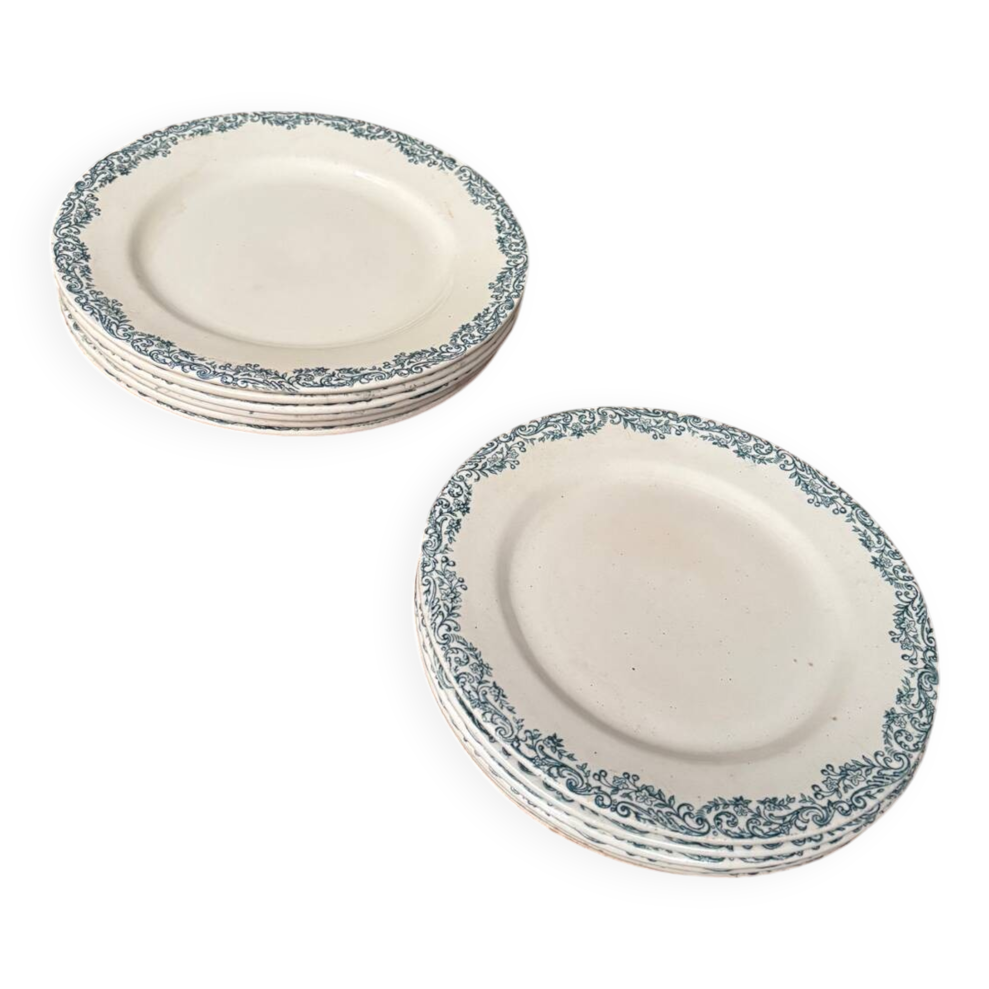 Green Fire Earth Set 6 large plates and 6 small plates