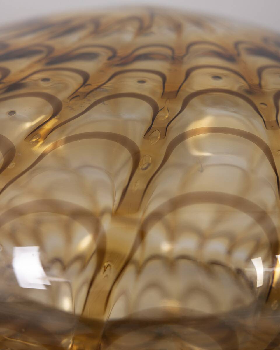 Vintage 1970s amber murano glass table lamp, italian design