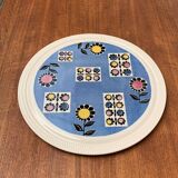 Mid-century German ceramic cake plate with floral patterns by Limburg, 1960s.