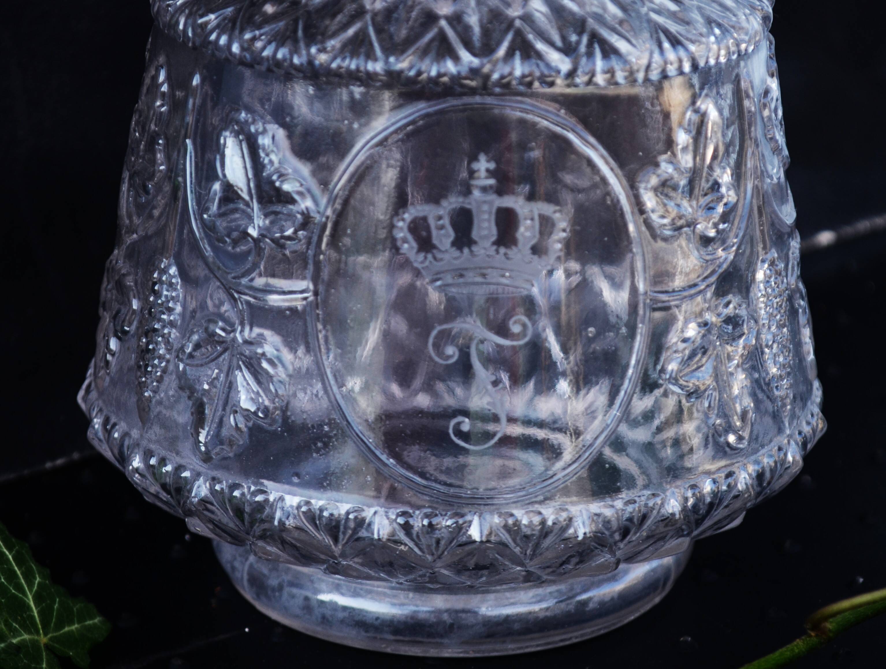 19th Century French Hand Blown Decanter with F letter engraved