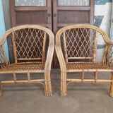 Pair of rattan armchairs