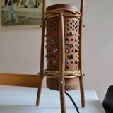 Vintage bamboo tripod lamp
