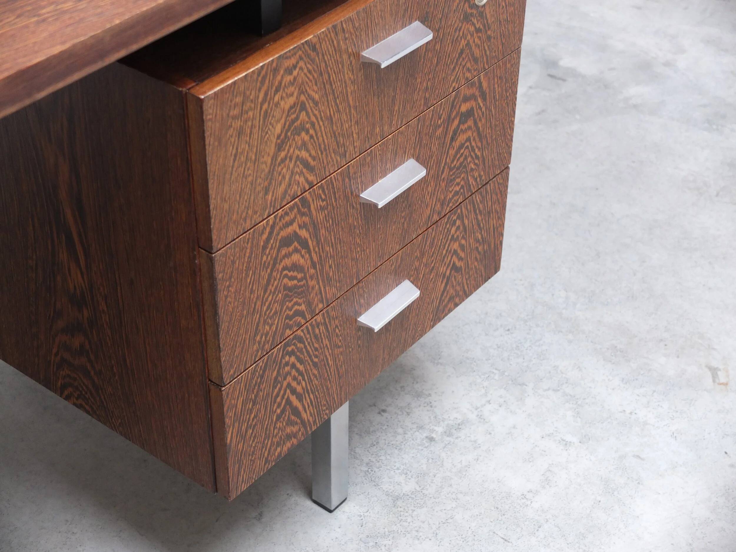 Freestanding modernist writing desk in wengé, 1960s