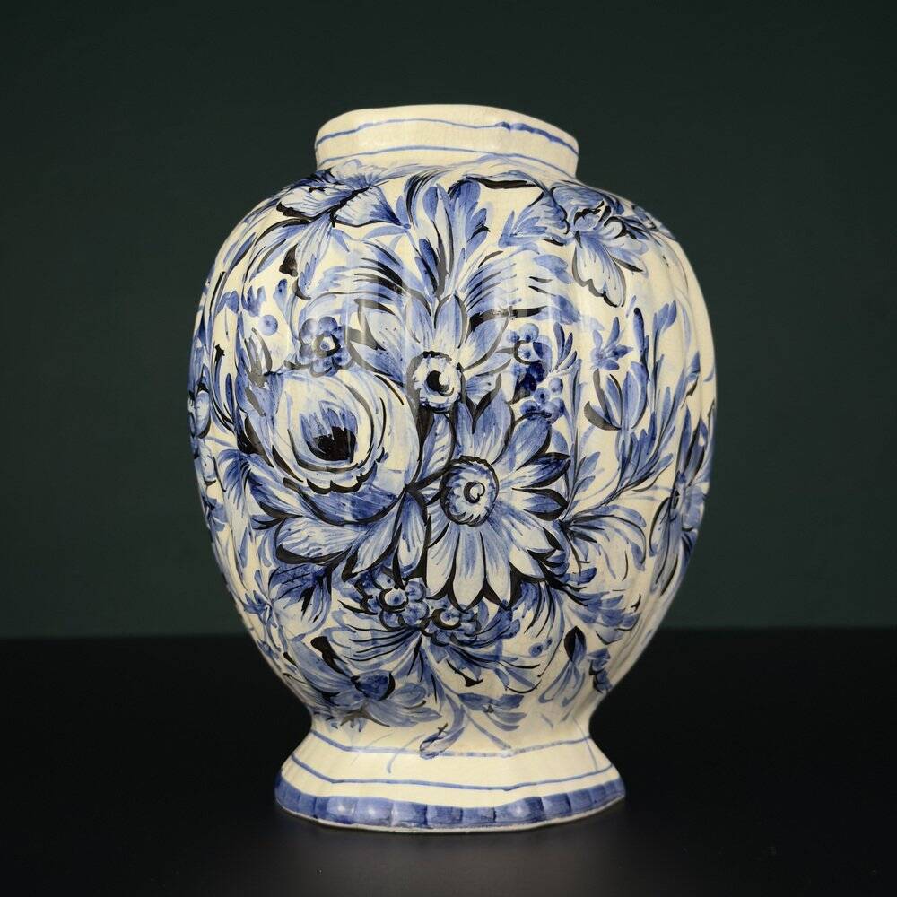 Vintage blue ceramic vase from Bassano, Italy, 1970s.