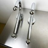 Pair of Space-Age tubular wall lights, chromed metal, Italy, 1970s