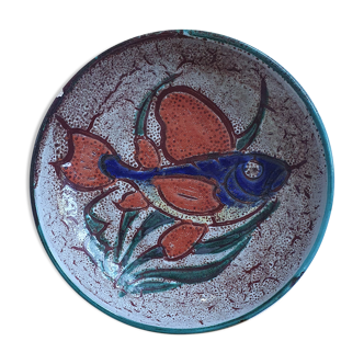 Flat plate fish ceramic vallauris