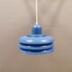 Blue lacquered metal lamp, with several layers of shades, Danish from the 80s.