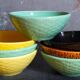 Seven vintage slip ceramic bowls