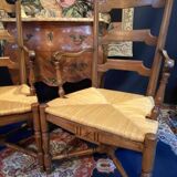 Pair of solid walnut armchairs in Provençal style