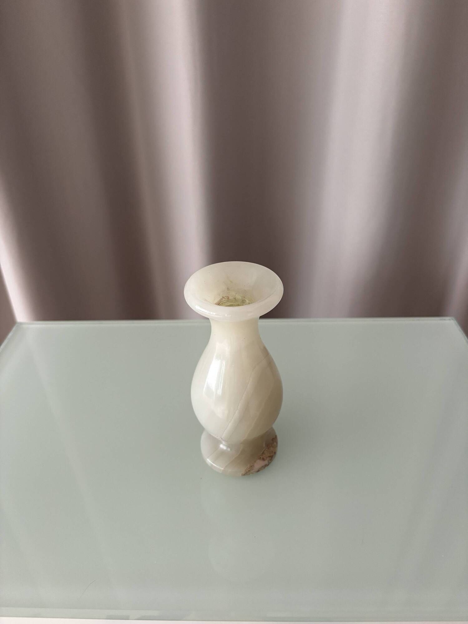 Vintage Alabaster Bud Vase – Cream Stone