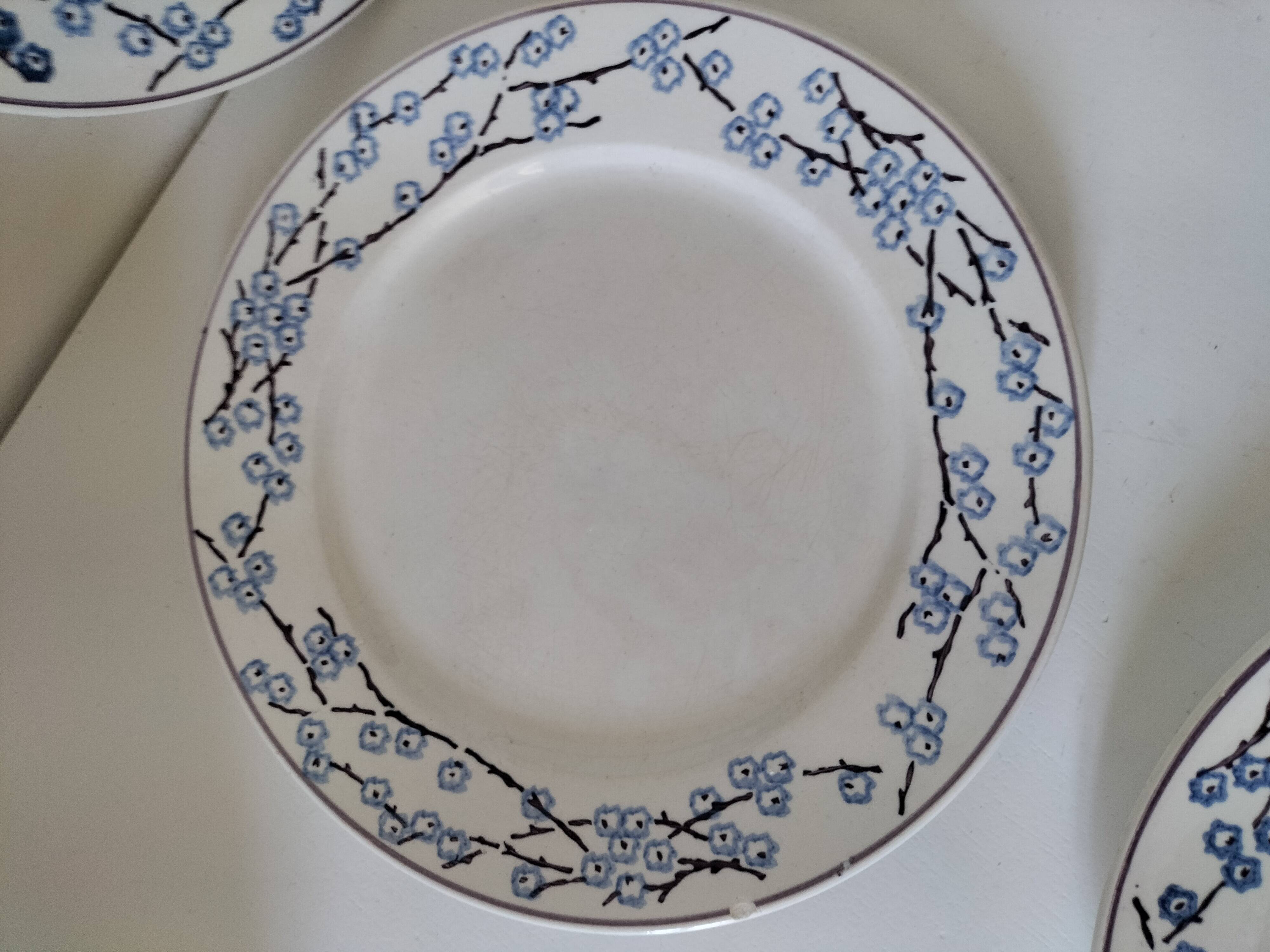 3 assiettes plates Digoin Sarreguemines modèle Pêcher