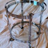 Vintage chrome and glass serving trolley from the 1970s