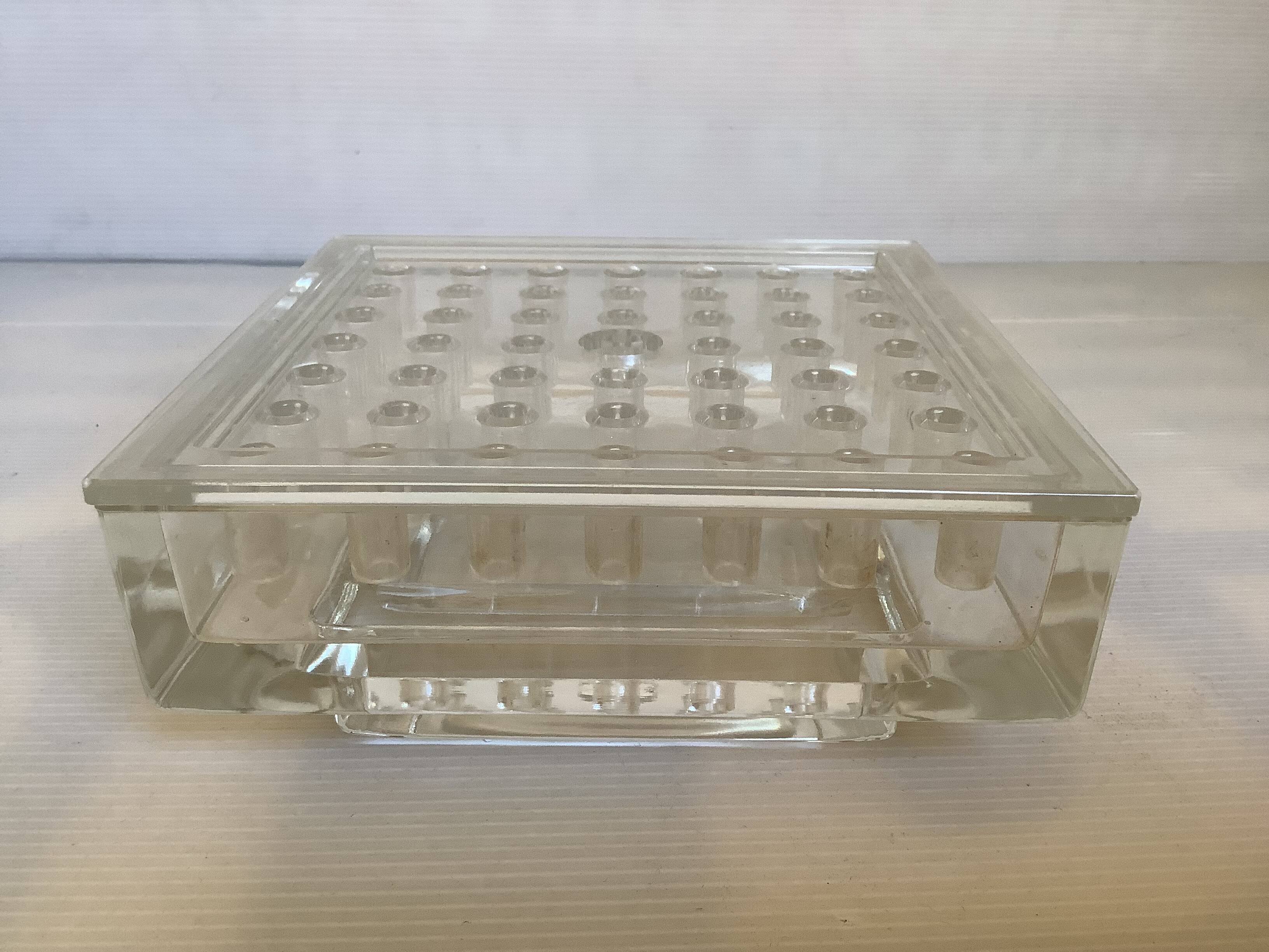 Lucite and Swiss glass flower vase