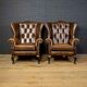 Ensemble de fauteuils Chesterfield avec repose-pieds