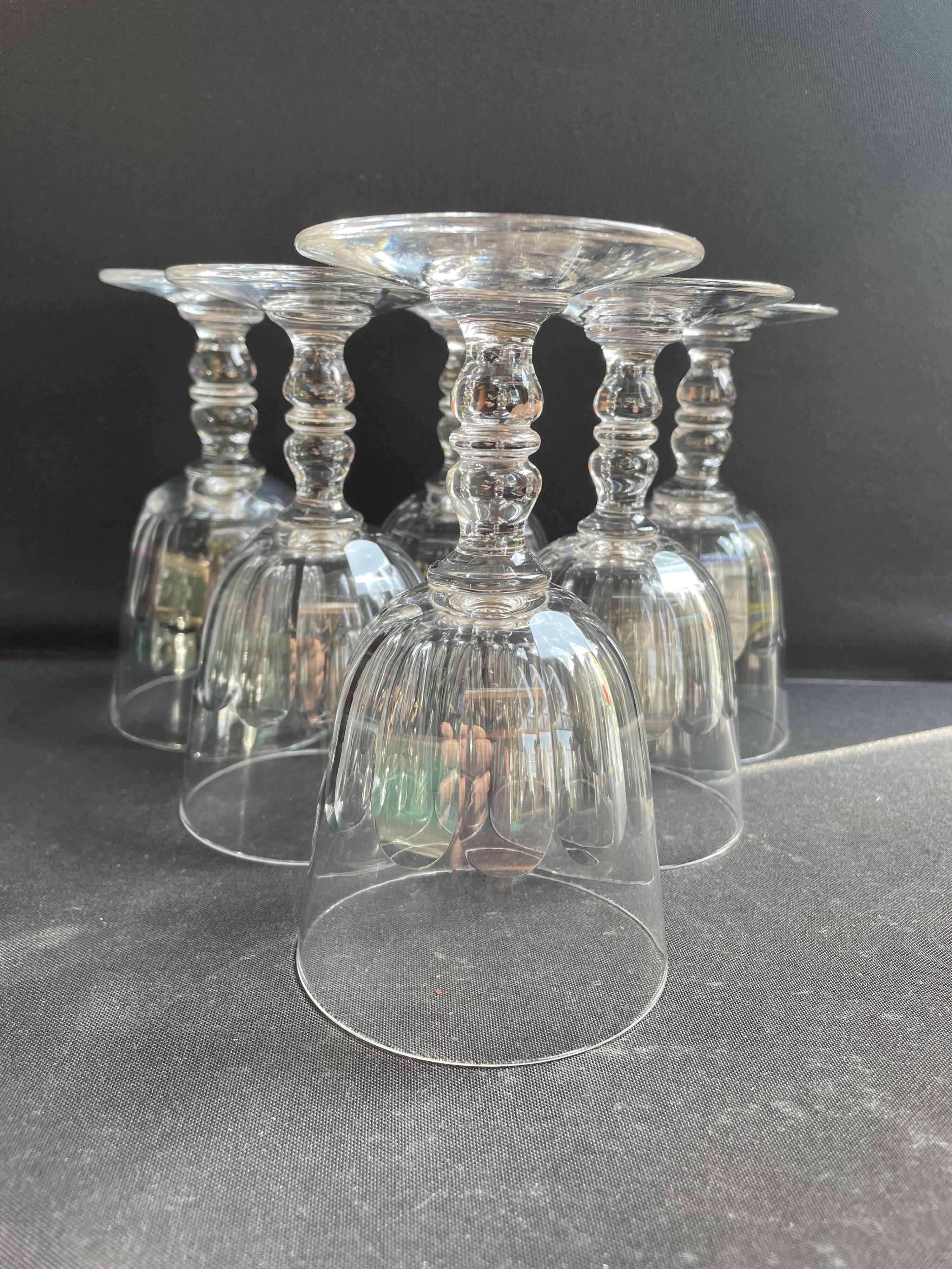 6 Baccarat Clermont 19th century wine glasses