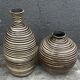 Two Vintage Ethnic Ceramic Vases in Cream and Brown Striped