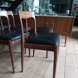 Lot of 6 Scandinavian chairs wood and skai